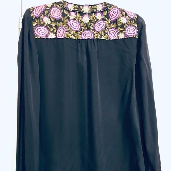 Haute Hippie Blue Floral Silk Button Down Blouse Medium - Picture 4 of 8